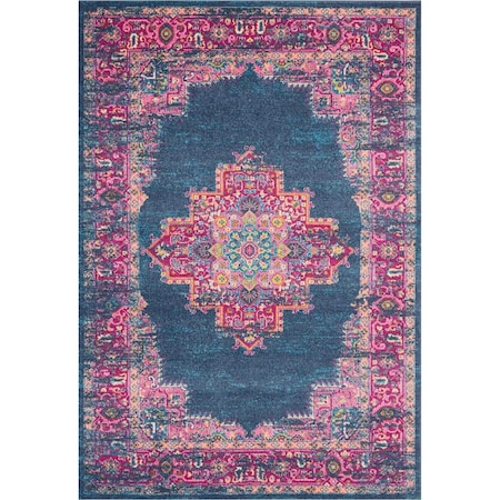 Homeroots 7 x 10 ft. Blue & Pink Medallion Area Rug 385255